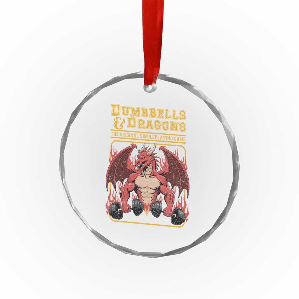 Funny RPG Workout Gym Nerd Crystal Glass Ornament Dumbbells And Dragons The Original Swoleplaying Game - Wonder Print Shop