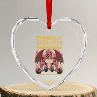 Funny RPG Workout Gym Nerd Heart Crystal Glass Ornament Dumbbells And Dragons The Original Swoleplaying Game - Wonder Print Shop