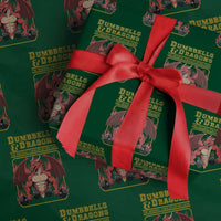 Funny RPG Workout Gym Nerd Wrapping Paper Roll Dumbbells And Dragons The Original Swoleplaying Game - Wonder Print Shop