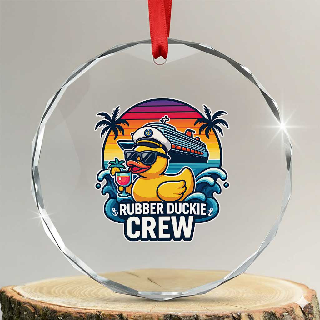 Funny Rubber Duckie Cruise Crystal Glass Ornament - Wonder Print Shop