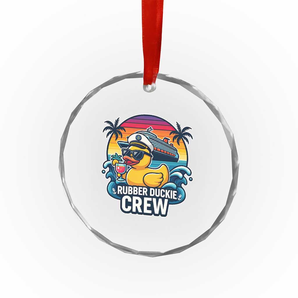 Funny Rubber Duckie Cruise Crystal Glass Ornament - Wonder Print Shop
