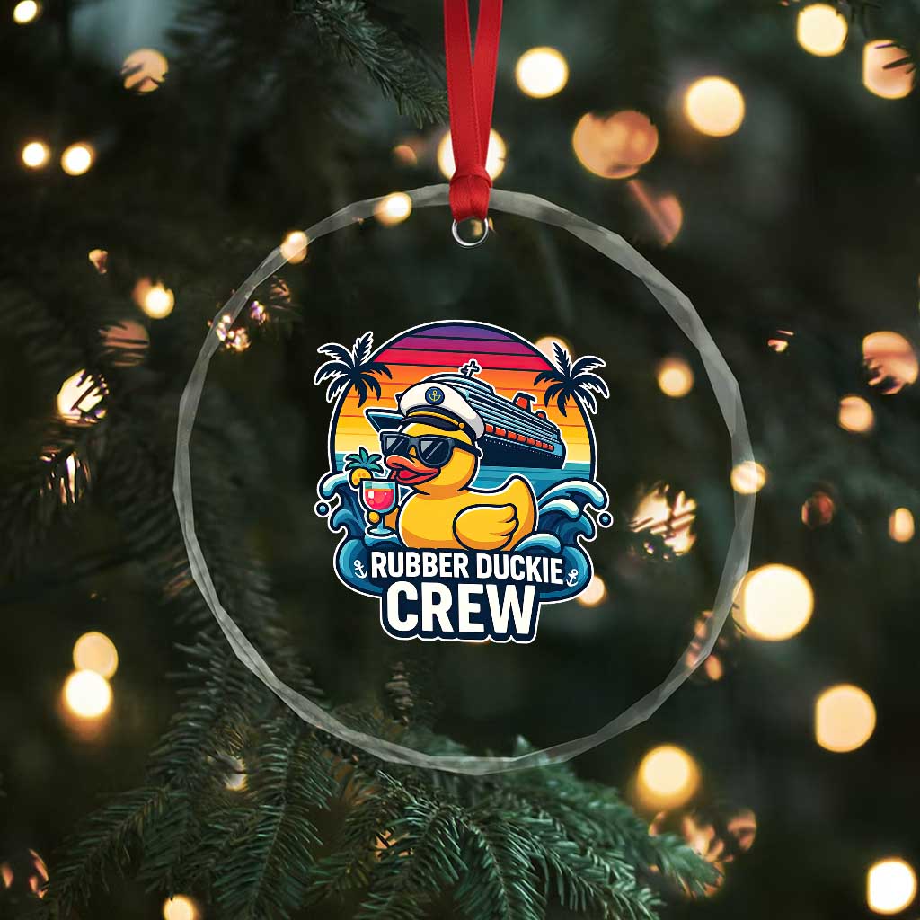 Funny Rubber Duckie Cruise Crystal Glass Ornament - Wonder Print Shop