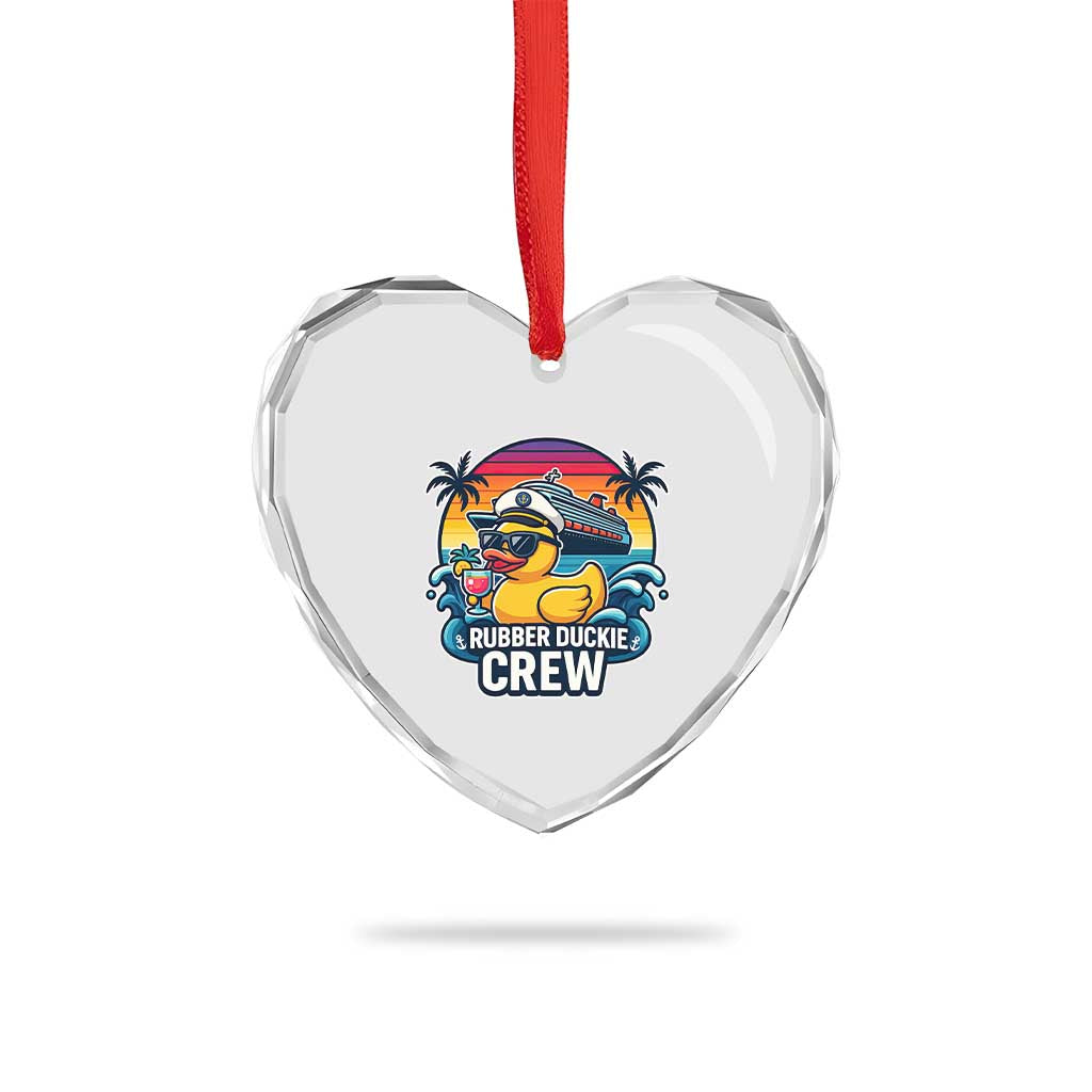 Funny Rubber Duckie Cruise Heart Crystal Glass Ornament - Wonder Print Shop
