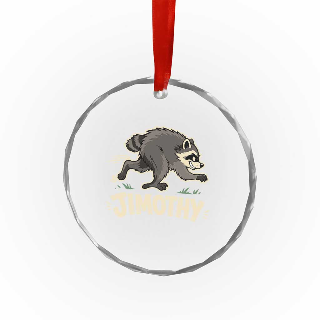 Funny Running Jimothy the Raccoon Crystal Glass Ornament Viral Seattle Trash Panda Meme