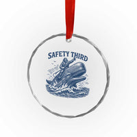 Funny Safety Third Captain Riding Sperm Whale Crystal Glass Ornament Vintage Nautical Ocean Fishing Humor