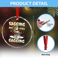 Funny Sagging But Still Gagging Christmas Frog Crystal Glass Ornament Funny Cringe Meme Gag Humor - Wonder Print Shop
