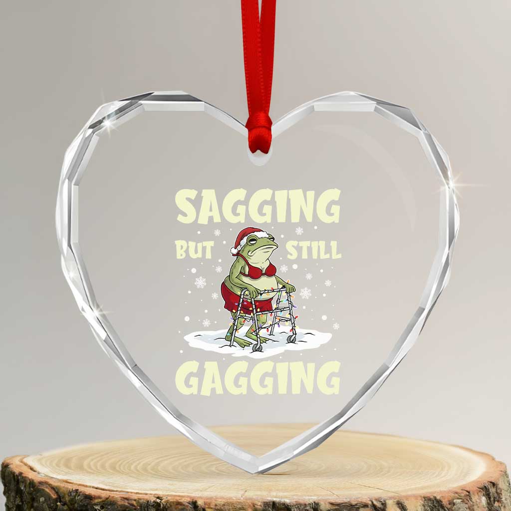 Funny Sagging But Still Gagging Christmas Frog Heart Crystal Glass Ornament Funny Cringe Meme Gag Humor - Wonder Print Shop