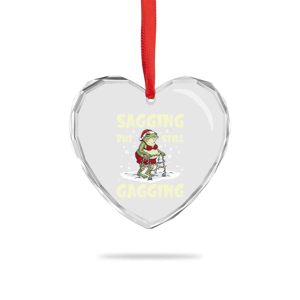 Funny Sagging But Still Gagging Christmas Frog Heart Crystal Glass Ornament Funny Cringe Meme Gag Humor - Wonder Print Shop
