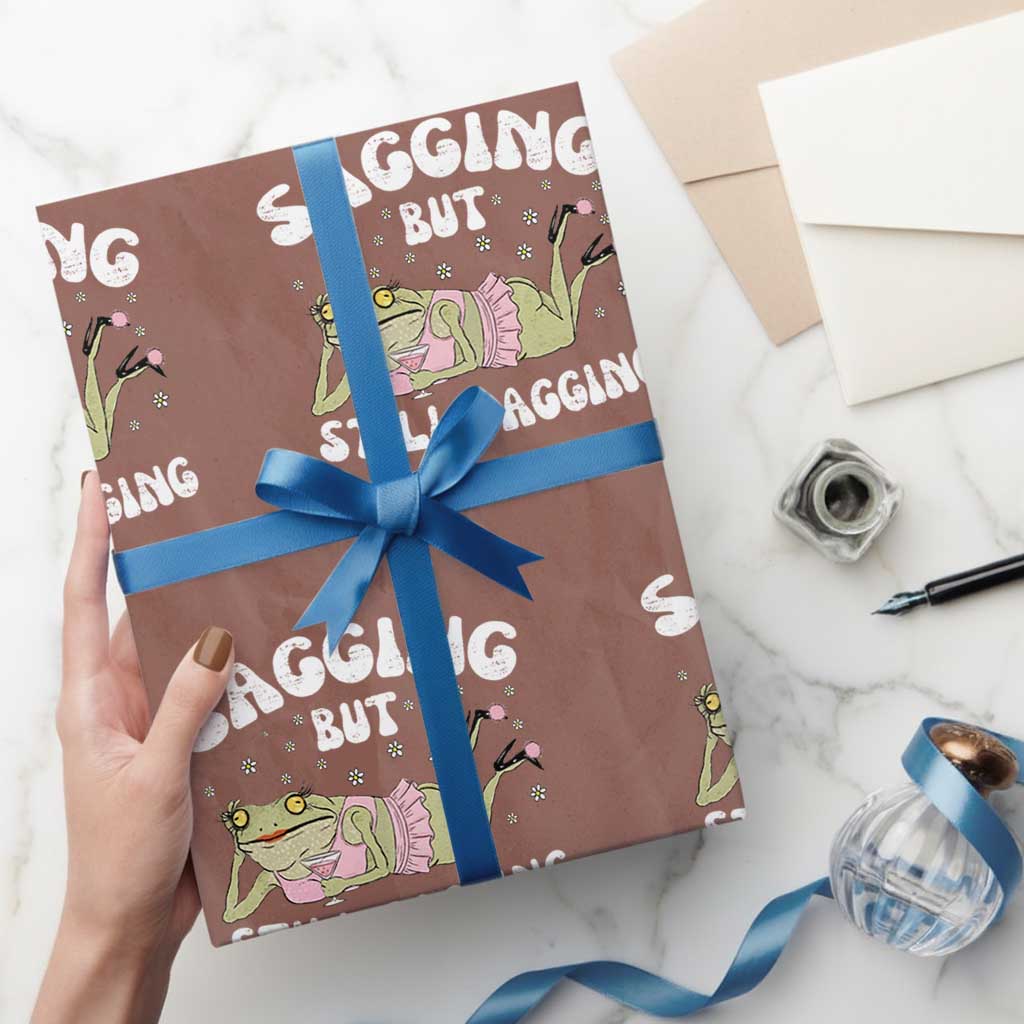Funny Sagging But Still Gagging Wrapping Paper Roll Sarcastic Frog Humor - Wonder Print Shop