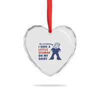 Funny Sailor Pun Heart Crystal Glass Ornament I Have Little Seaman on My Shirt Retro Humor