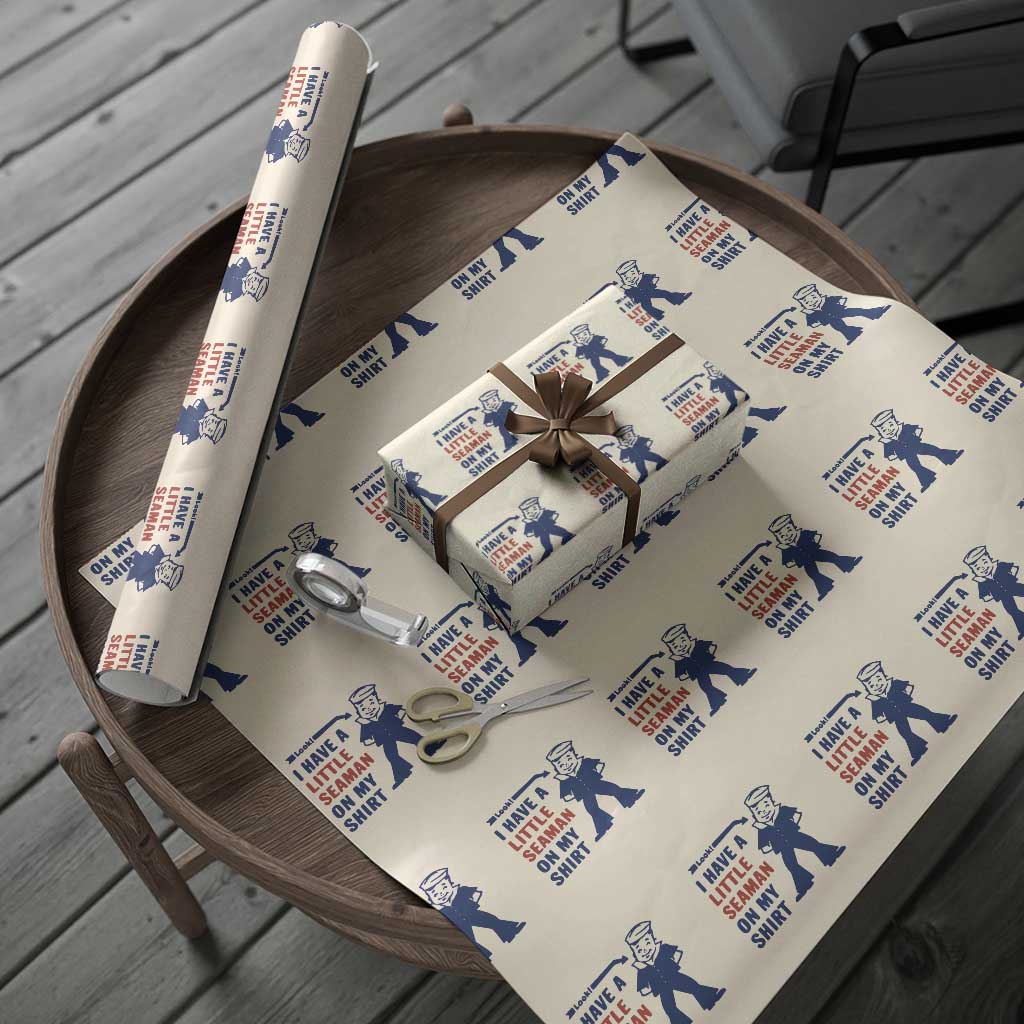 Funny Sailor Pun Wrapping Paper Roll I Have Little Seaman on My Shirt Retro Humor