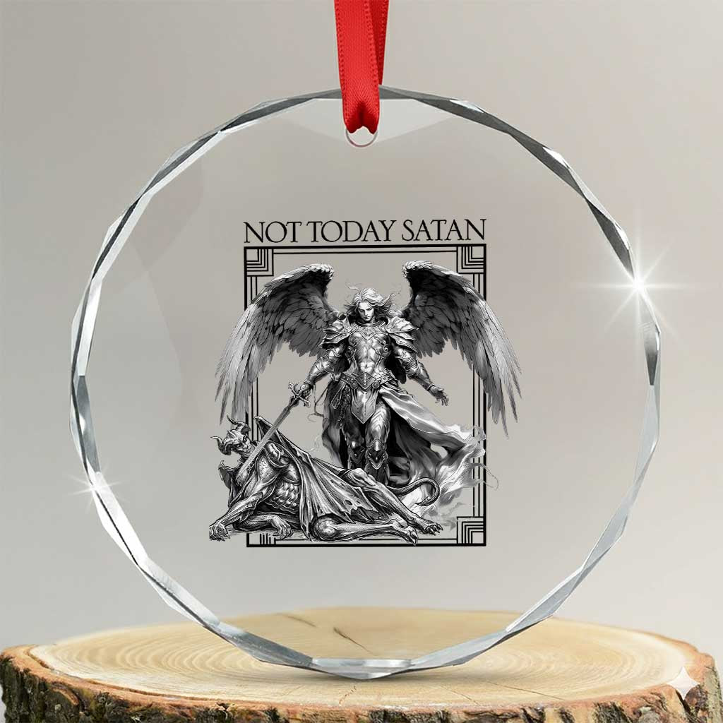 Funny Saint Michael Defeating Satan Crystal Glass Ornament Not Today Satan