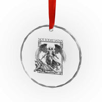 Funny Saint Michael Defeating Satan Crystal Glass Ornament Not Today Satan