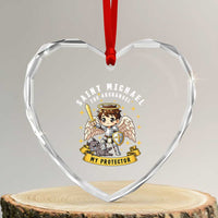 Funny Saint Michael Defeating Satan Heart Crystal Glass Ornament Religious Faith Gift