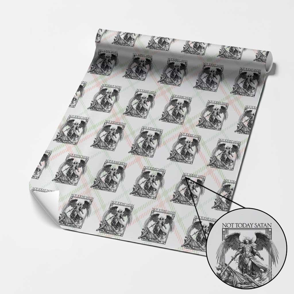 Funny Saint Michael Defeating Satan Wrapping Paper Roll Not Today Satan