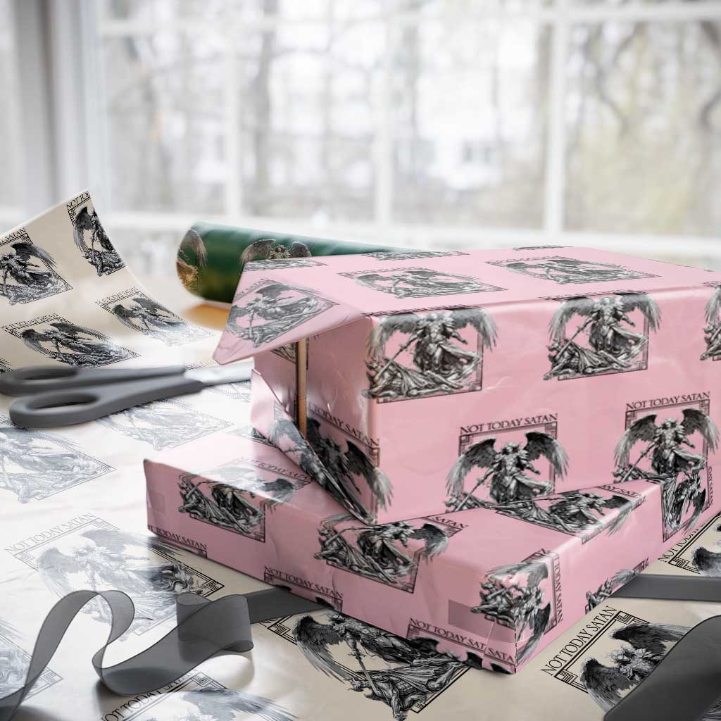 Funny Saint Michael Defeating Satan Wrapping Paper Roll Not Today Satan