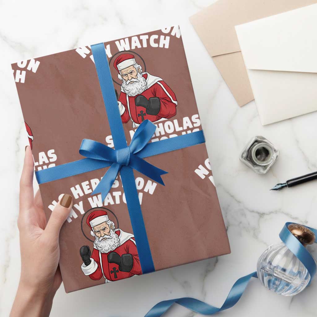 Funny Saint Nicholas Christmas Wrapping Paper Roll No Heresy On My Watch St Nicholas Pray For Us Saint Nick's - Wonder Print Shop