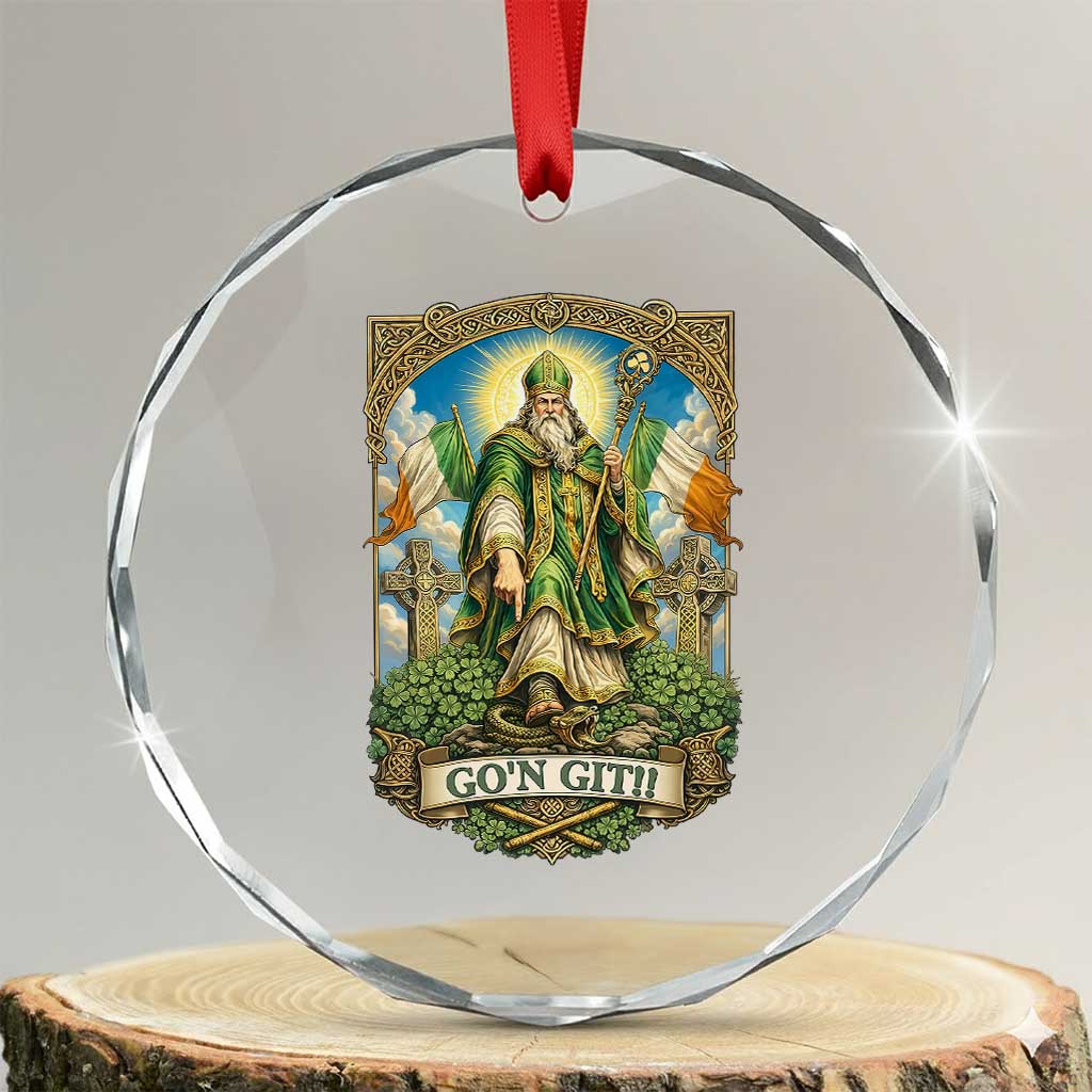 Funny Saint Patrick Go'n Git Snake Crystal Glass Ornament St Patricks Day