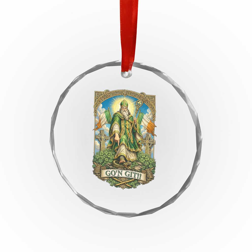Funny Saint Patrick Go'n Git Snake Crystal Glass Ornament St Patricks Day