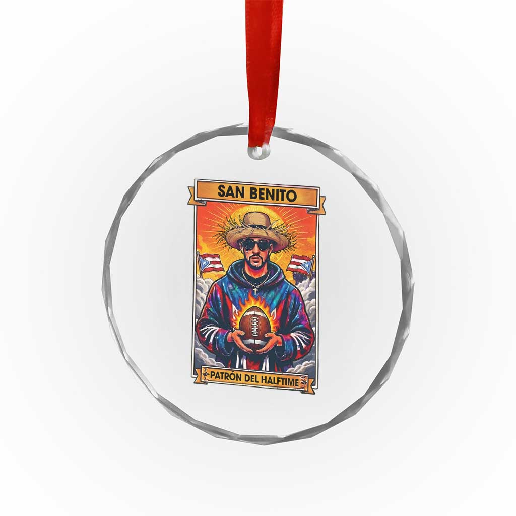 Funny San Benito Patron del Halftime Crystal Glass Ornament Bowl 2026 Puerto Rican Football Music Fan