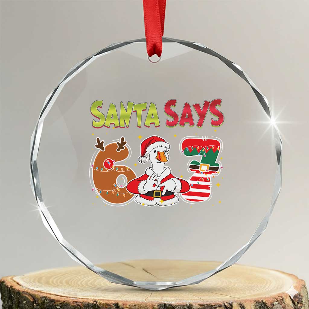 Funny Sant Goose Says Six Seven Crystal Glass Ornament Christmas Gift For Gen Z - Wonder Print Shop