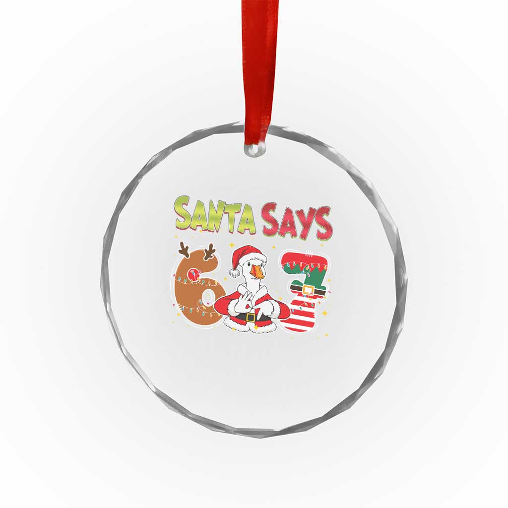 Funny Sant Goose Says Six Seven Crystal Glass Ornament Christmas Gift For Gen Z - Wonder Print Shop