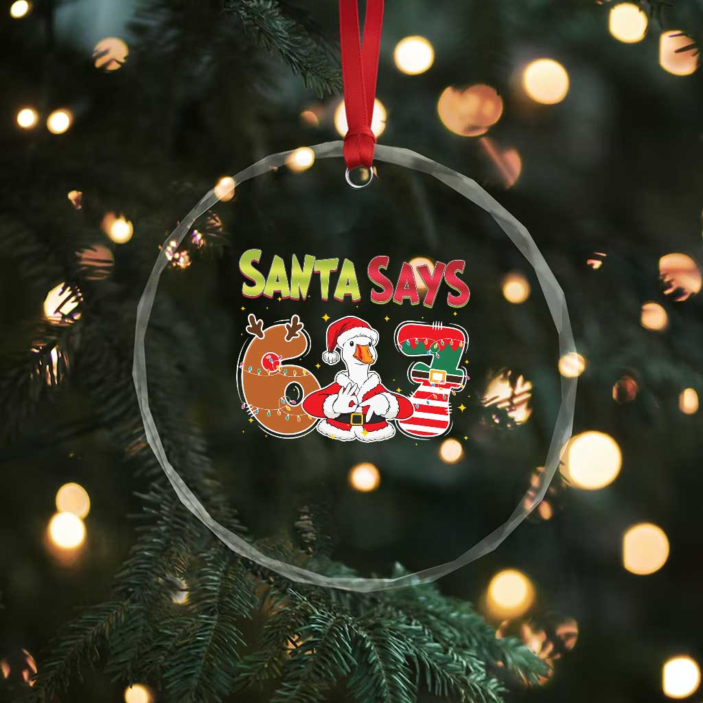 Funny Sant Goose Says Six Seven Crystal Glass Ornament Christmas Gift For Gen Z - Wonder Print Shop