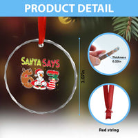 Funny Sant Goose Says Six Seven Crystal Glass Ornament Christmas Gift For Gen Z - Wonder Print Shop