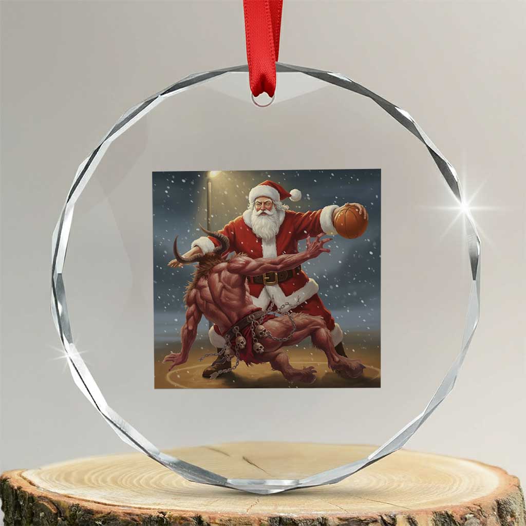 Funny Santa Basketball Crystal Glass Ornament Satan Christmas Meme - Wonder Print Shop