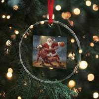 Funny Santa Basketball Crystal Glass Ornament Satan Christmas Meme - Wonder Print Shop