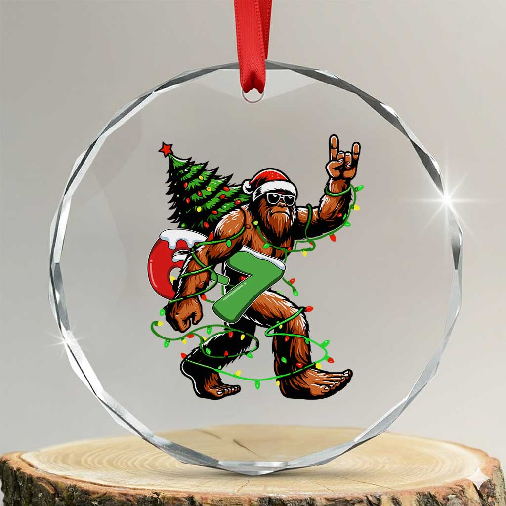 Funny Santa Bigfoot 67 Christmas Tree Xmas Lights Crystal Glass Ornament - Wonder Print Shop