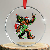 Funny Santa Bigfoot 67 Christmas Tree Xmas Lights Crystal Glass Ornament - Wonder Print Shop