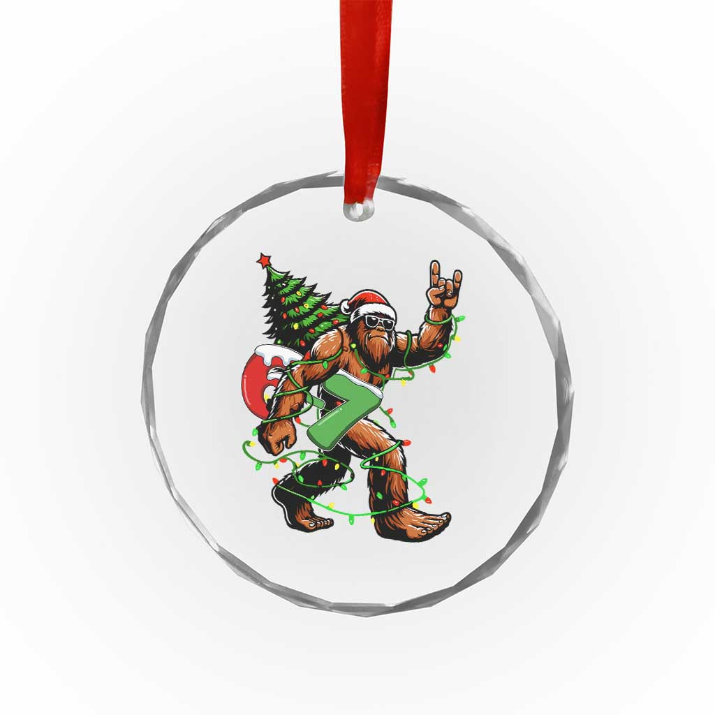 Funny Santa Bigfoot 67 Christmas Tree Xmas Lights Crystal Glass Ornament - Wonder Print Shop