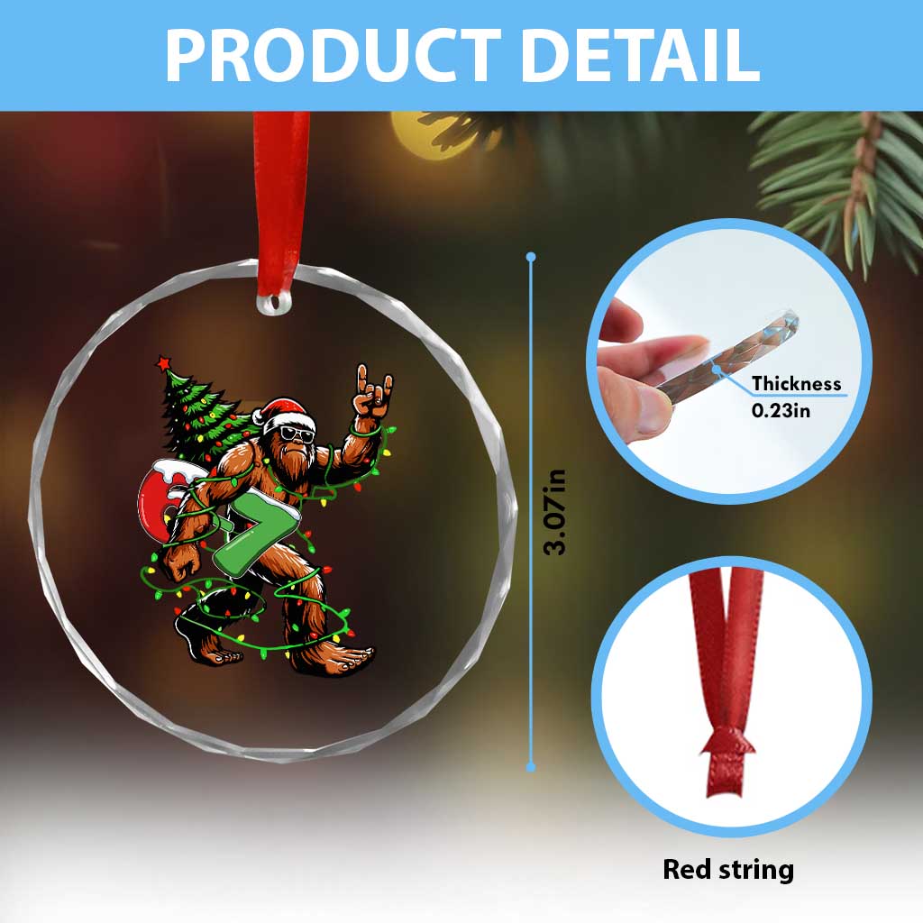 Funny Santa Bigfoot 67 Christmas Tree Xmas Lights Crystal Glass Ornament - Wonder Print Shop