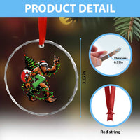 Funny Santa Bigfoot 67 Christmas Tree Xmas Lights Crystal Glass Ornament - Wonder Print Shop