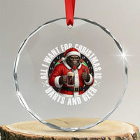 Funny Santa Bigfoot Dartist Beer Lover Crystal Glass Ornament Merry Dartsmas Christmas Gift - Wonder Print Shop