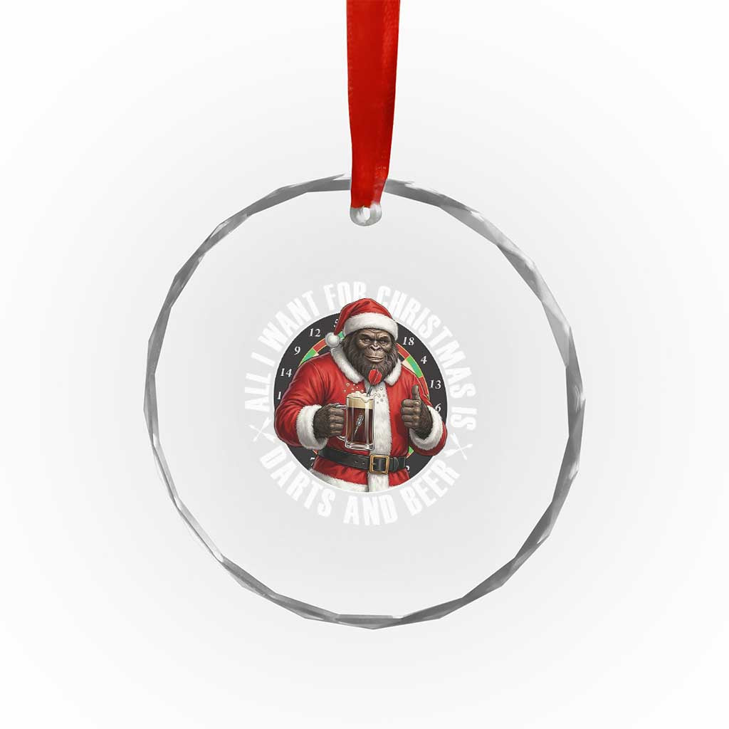 Funny Santa Bigfoot Dartist Beer Lover Crystal Glass Ornament Merry Dartsmas Christmas Gift - Wonder Print Shop