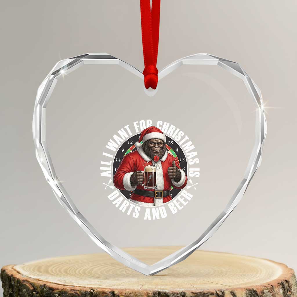 Funny Santa Bigfoot Dartist Beer Lover Heart Crystal Glass Ornament Merry Dartsmas Christmas Gift - Wonder Print Shop