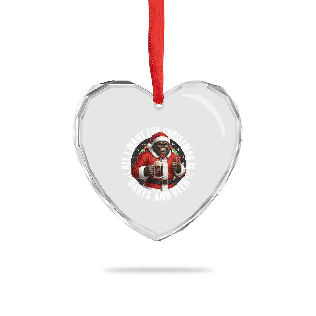 Funny Santa Bigfoot Dartist Beer Lover Heart Crystal Glass Ornament Merry Dartsmas Christmas Gift - Wonder Print Shop