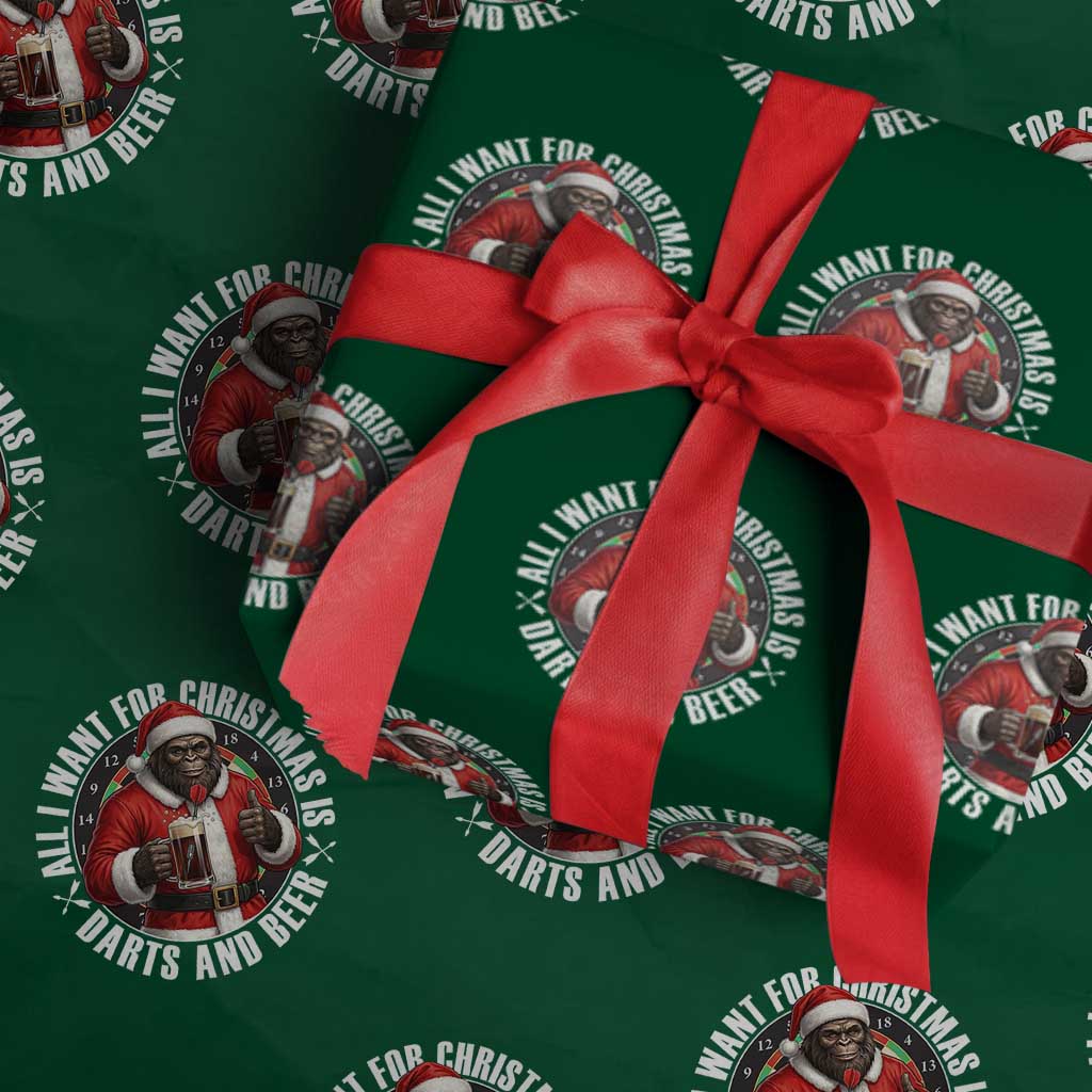 Funny Santa Bigfoot Dartist Beer Lover Wrapping Paper Roll Merry Dartsmas Christmas Gift - Wonder Print Shop