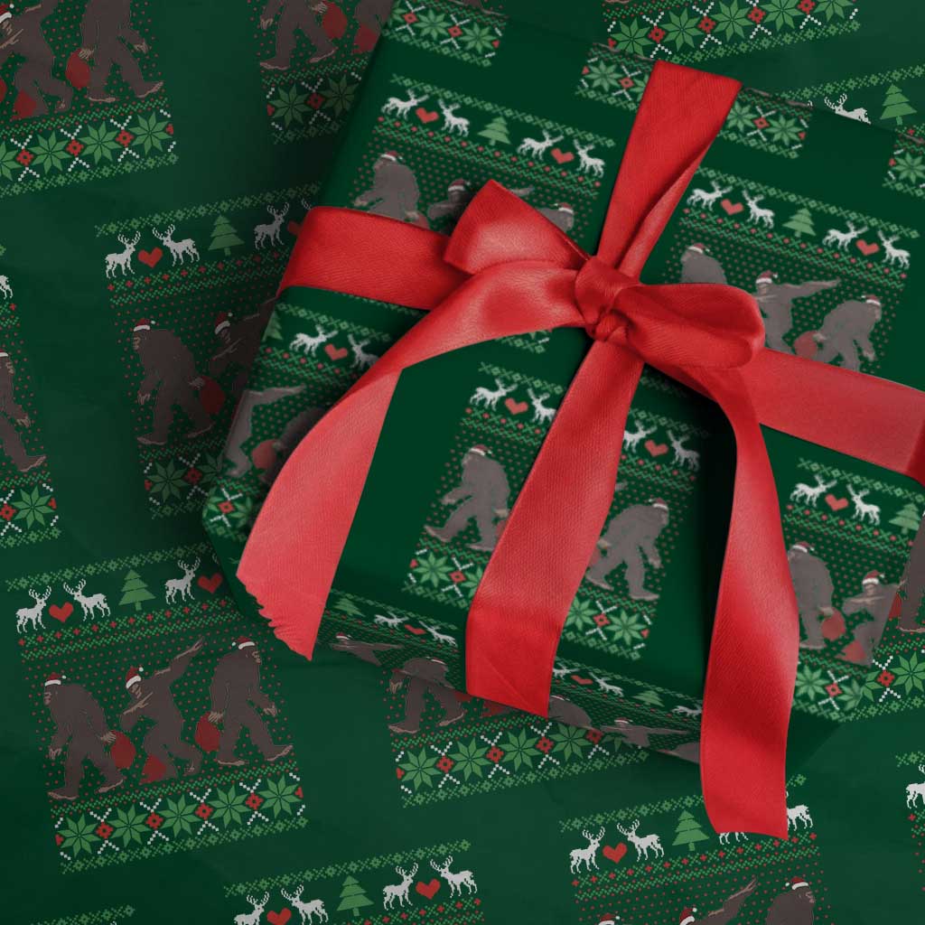 Funny Santa Bigfoot Squad Christmas Wrapping Paper Roll - Wonder Print Shop