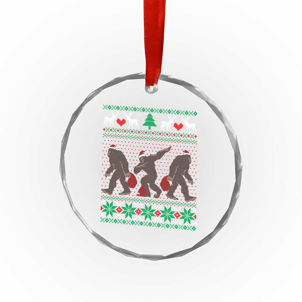 Funny Santa Bigfoot Squad Xmas Crystal Glass Ornament TS11