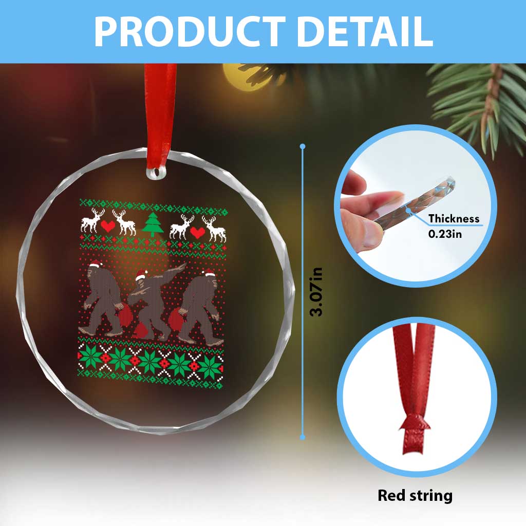 Funny Santa Bigfoot Squad Xmas Crystal Glass Ornament TS11