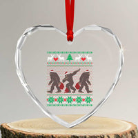 Funny Santa Bigfoot Squad Xmas Heart Crystal Glass Ornament - Wonder Print Shop