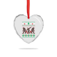 Funny Santa Bigfoot Squad Xmas Heart Crystal Glass Ornament - Wonder Print Shop
