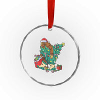 Funny Santa Bigfoot Xmas Tree Crystal Glass Ornament TS11