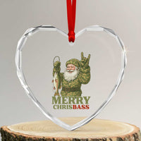 Funny Santa Camo Fishing Heart Crystal Glass Ornament Merry Chrisbass - Wonder Print Shop