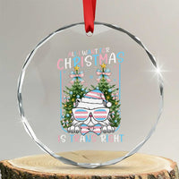 Funny Santa Cat Trans Pride Crystal Glass Ornament All I Want For Christmas Is Trans Rights - Wonder Print Shop