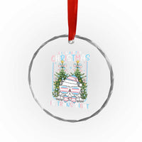 Funny Santa Cat Trans Pride Crystal Glass Ornament All I Want For Christmas Is Trans Rights - Wonder Print Shop