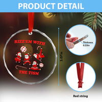 Funny Santa Christmas Crystal Glass Ornament Rizz Em With The Tism - Wonder Print Shop